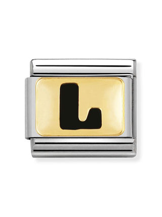 Composable Classic Dekoratif Link - Harfler Siyah - L - (12 L) 18K Altın