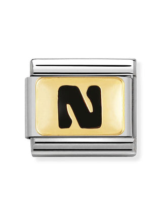 Composable Classic Dekoratif Link - Harfler Siyah - N - (14 N) 18K Altın