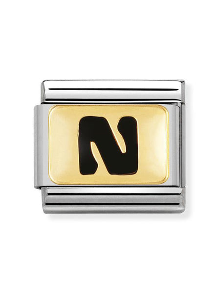 Composable Classic Dekoratif Link - Harfler Siyah - N - (14 N) 18K Altın