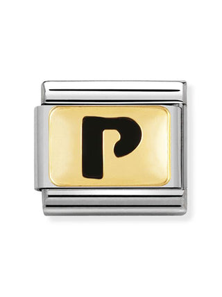 Composable Classic Dekoratif Link - Harfler Siyah - P - (16 P) 18K Altın