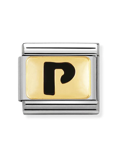 Composable Classic Dekoratif Link - Harfler Siyah - P - (16 P) 18K Altın