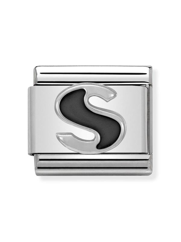 Composable Classic Dekoratif Link - Harfler Siyah - S - (19 S) 925 Gümüş