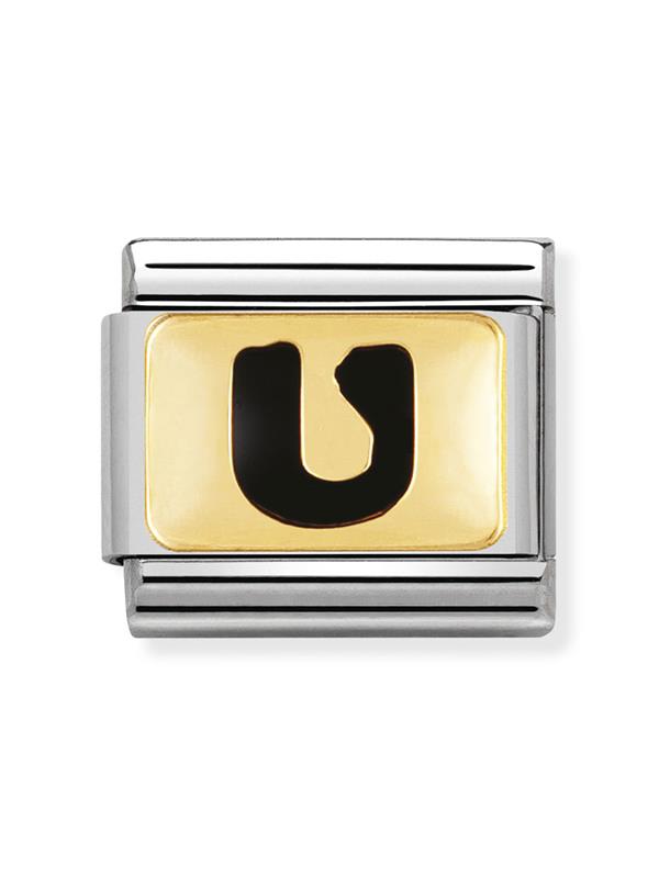 Composable Classic Dekoratif Link - Harfler Siyah - U - (21 U) 18K Altın