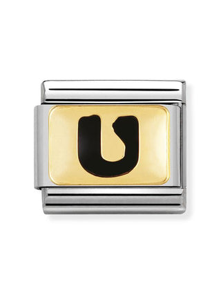 Composable Classic Dekoratif Link - Harfler Siyah - U - (21 U) 18K Altın
