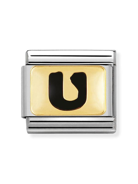 Composable Classic Dekoratif Link - Harfler Siyah - U - (21 U) 18K Altın