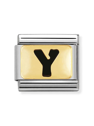 Composable Classic Dekoratif Link - Harfler Siyah - Y - (25 Y) 18K Altın