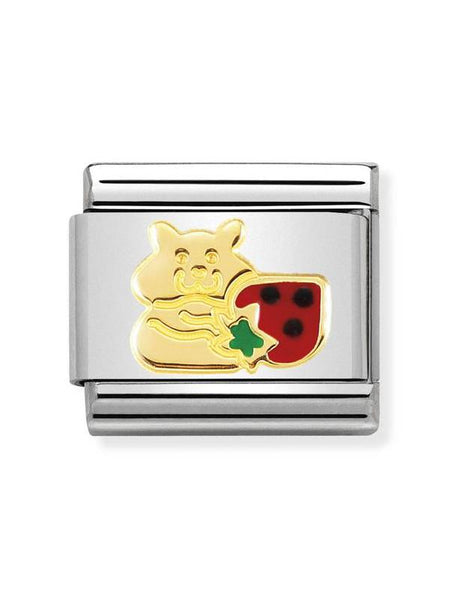 Composable Classic Dekoratif Link - Hayvanlar - Çilek ile Hamster -  18K Altın
