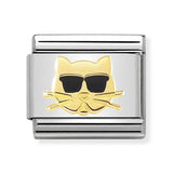 Composable Classic Dekoratif Link - Hayvanlar - Gözlüklü kedi -  18K Altın