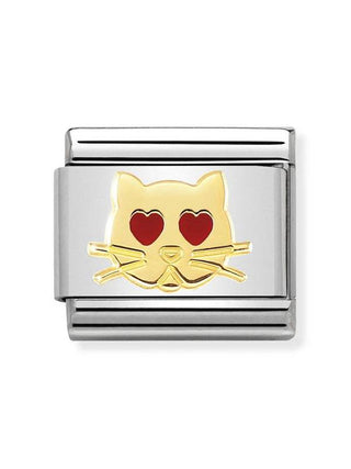 Composable Classic Dekoratif Link - Hayvanlar - Kalp gözlü kedi -  18K Altın