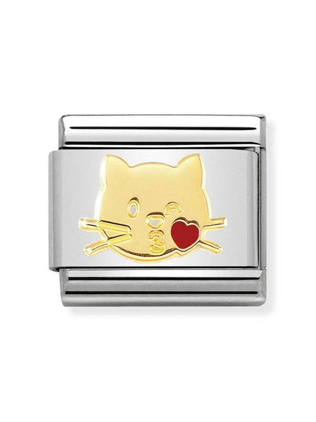 Composable Classic Dekoratif Link - Hayvanlar - Kedi öpücüğü - (45 Cat kiss) 18K Altın
