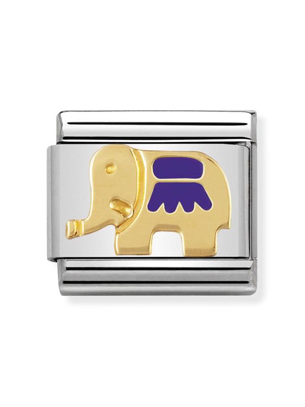 Composable Classic Dekoratif Link - Hayvanlar - Mor fil - (26 Purple elephant) 18K Altın