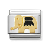 Composable Classic Dekoratif Link - Hayvanlar - Siyah fil - (23 Black elephant) 18K Altın