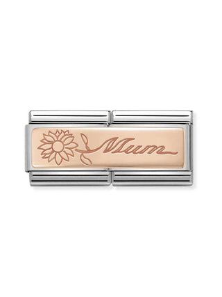 Composable Classic Dekoratif Link - İkili Gravür - Anne -  9K Rose Altın
