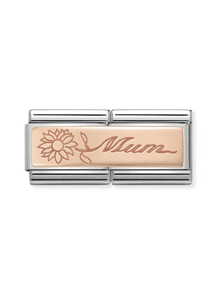 Composable Classic Dekoratif Link - İkili Gravür - Anne -  9K Rose Altın