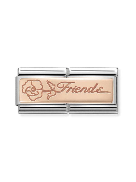 Composable Classic Dekoratif Link - İkili Gravür - Arkadaş -  9K Rose Altın