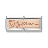 Composable Classic Dekoratif Link - İkili Gravür - Aşk -  9K Rose Altın