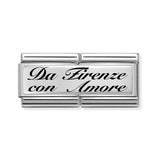 Composable Classic Dekoratif Link - İkili Gravür - Da Firenze Con Amore -  925 Gümüş