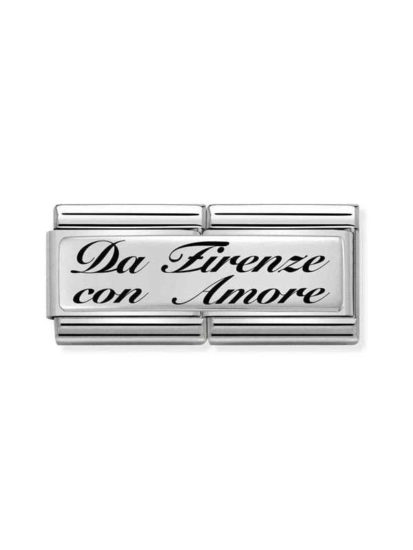 Composable Classic Dekoratif Link - İkili Gravür - Da Firenze Con Amore -  925 Gümüş