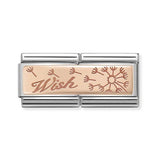 Composable Classic Dekoratif Link - İkili Gravür - Dilek -  9K Rose Altın