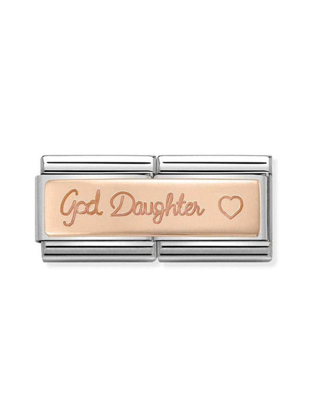 Composable Classic Dekoratif Link - İkili Gravür - God Doughter -  9K Rose Altın