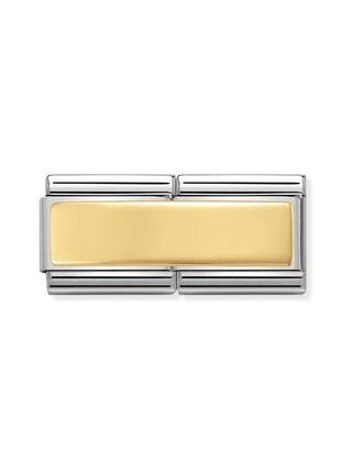 Composable Classic Dekoratif Link - İkili Gravür - Pürüzsüz plaka -  18K Altın