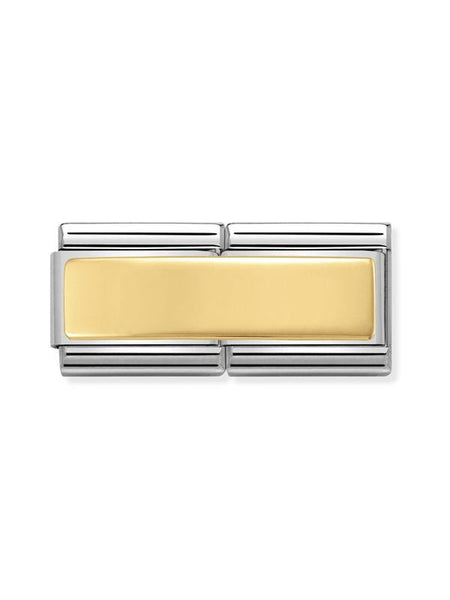 Composable Classic Dekoratif Link - İkili Gravür - Pürüzsüz plaka -  18K Altın