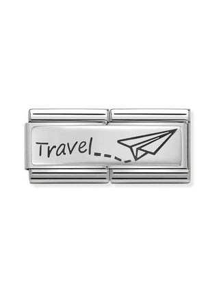 Composable Classic Dekoratif Link - İkili Gravür - Seyahat - (09 Travel) 925 Gümüş