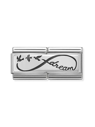 Composable Classic Dekoratif Link - İkili Gravür - Sonsuz rüya -  925 Gümüş