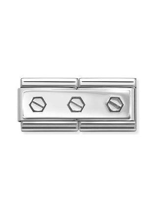 Composable Classic Dekoratif Link - İkili Gravür - Üçlü altıgen vidalar -  925 Gümüş