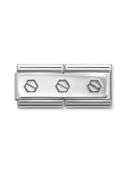 Composable Classic Dekoratif Link - İkili Gravür - Üçlü altıgen vidalar -  925 Gümüş