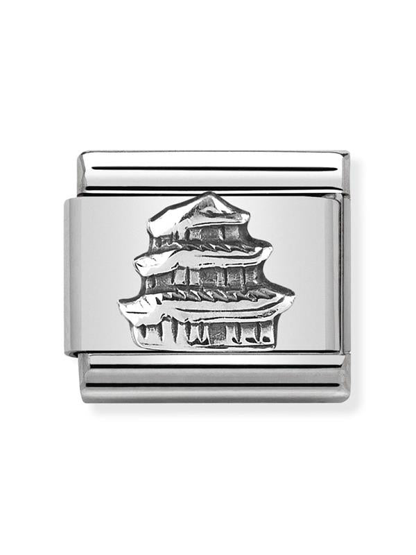 Composable Classic Dekoratif Link - Kabartma Anıtlar - Pagoda - (25 Pagoda) 925 Gümüş