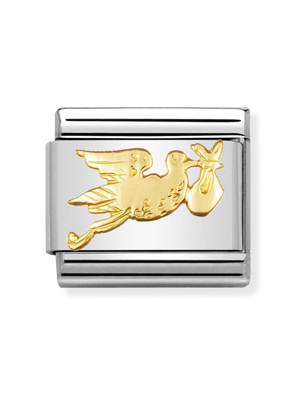 Composable Classic Dekoratif Link - Kabartma - Leylek - (21 Stork) 18K Altın