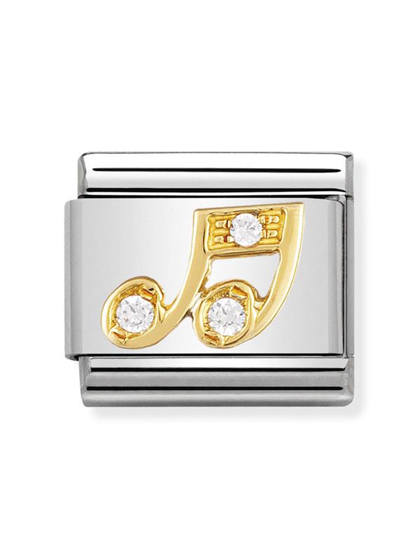 Composable Classic Dekoratif Link - Müzik - Beyaz Müzik Notu -  18K Altın Zirkon