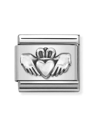 Composable Classic Dekoratif Link - Oksitlenmiş Semboller - Claddagh -  925 Gümüş