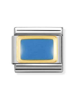 Composable Classic Dekoratif Link - Plakalar - Açık mavi dikdörtgen -  18K Altın