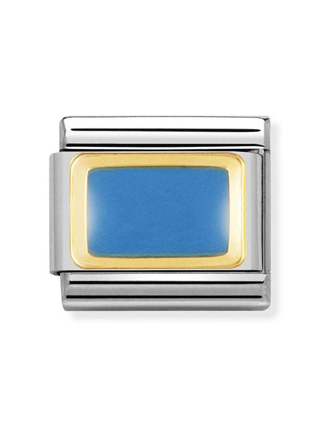 Composable Classic Dekoratif Link - Plakalar - Açık mavi dikdörtgen -  18K Altın