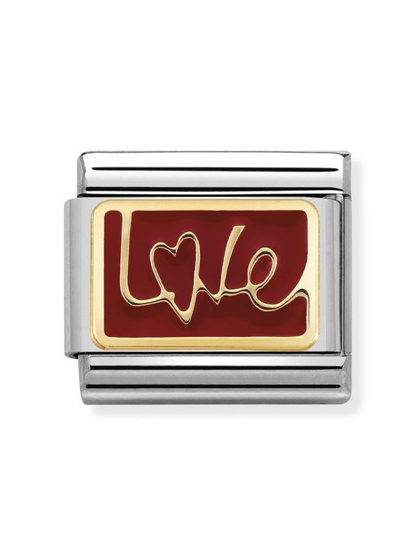 Composable Classic Dekoratif Link - Plakalar - Aşk - (11 Love in italics) 18K Altın