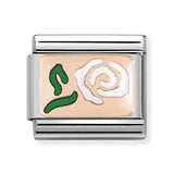 Composable Classic Dekoratif Link - Plakalar - Beyaz Gül - (09 White Rose) 9K Rose Altın