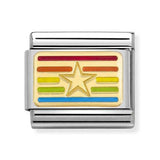 Composable Classic Dekoratif Link - Plakalar - Gökkuşağı yıldız bayrağı -  18K Altın