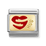 Composable Classic Dekoratif Link - Plakalar - Kalp sarısı - (49 Heart HUG) 18K Altın