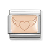 Composable Classic Dekoratif Link - Plakalar - Kanatlı Kalp -  9K Rose Altın