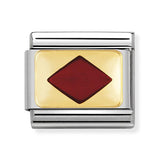 Composable Classic Dekoratif Link - Plakalar - Kırmızı Eşkenar -  18K Altın