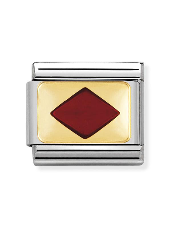 Composable Classic Dekoratif Link - Plakalar - Kırmızı Eşkenar -  18K Altın