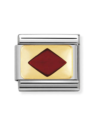 Composable Classic Dekoratif Link - Plakalar - Kırmızı Eşkenar -  18K Altın