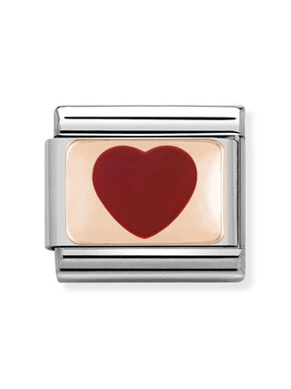 Composable Classic Dekoratif Link - Plakalar - Kırmızı kalp -  9K Rose Altın