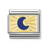 Composable Classic Dekoratif Link - Plakalar - Mavi ay - (43 Moon Blue) 18K Altın