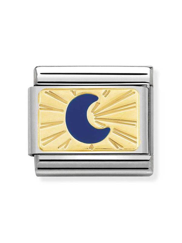 Composable Classic Dekoratif Link - Plakalar - Mavi ay - (43 Moon Blue) 18K Altın