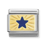 Composable Classic Dekoratif Link - Plakalar - Mavi Yıldız - (41 Star Blue) 18K Altın