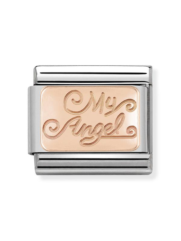 Composable Classic Dekoratif Link - Plakalar - Meleğim - (21 My Angel) 9K Rose Altın