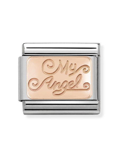 Composable Classic Dekoratif Link - Plakalar - Meleğim - (21 My Angel) 9K Rose Altın